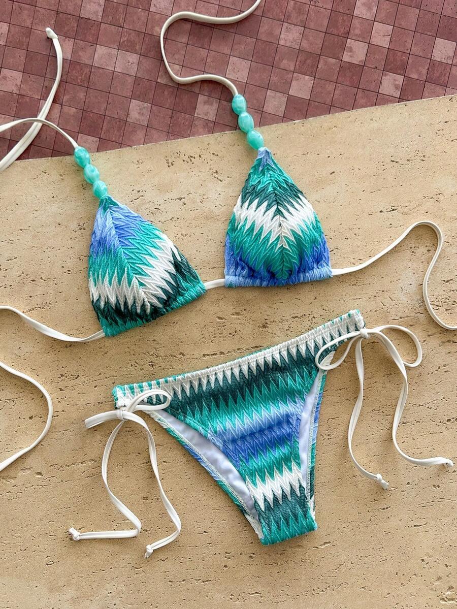 BIKINX DWUCZĘŚCIOWY STRÓJ KĄPIELOWY ZDOBIENIE WZÓR S09__L
