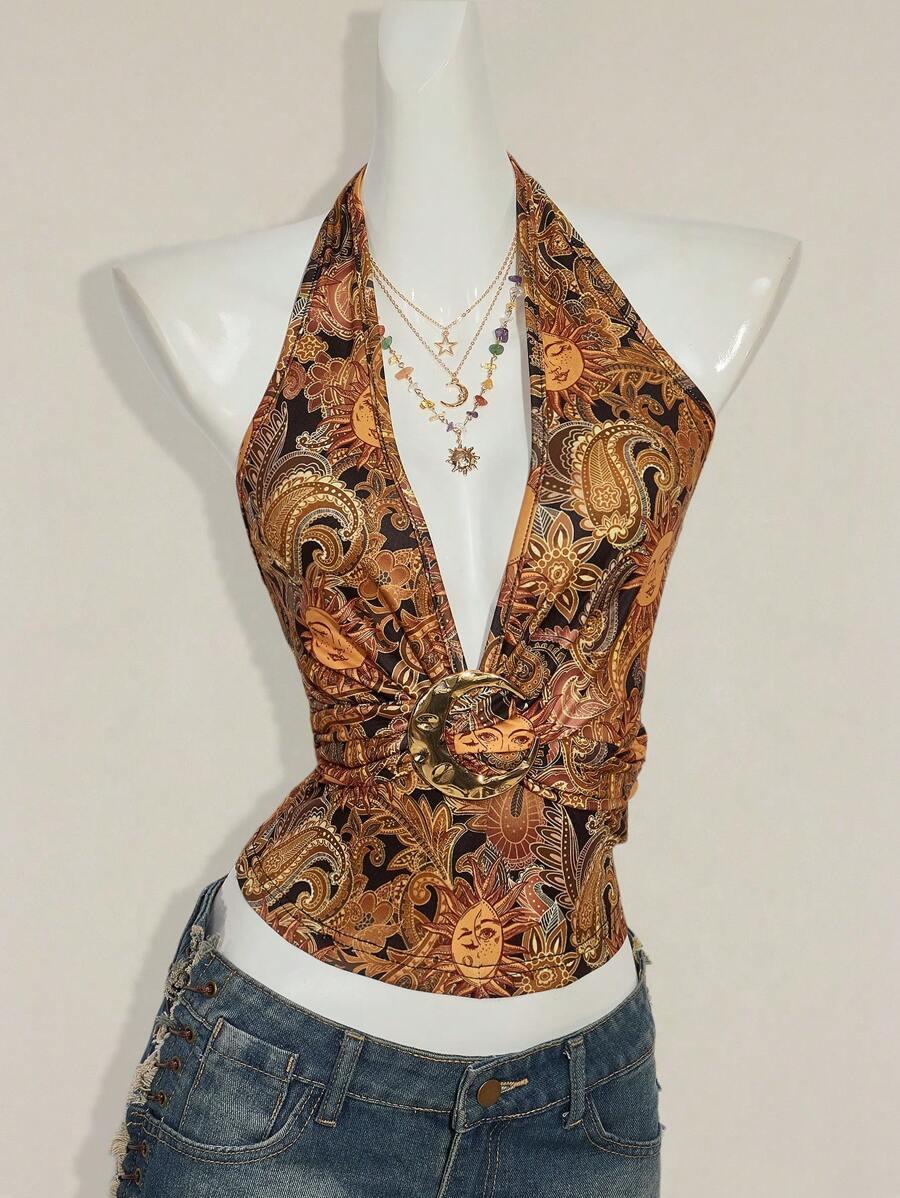 SHEIN TOP WIĄZANY NA SZYJI S06__M