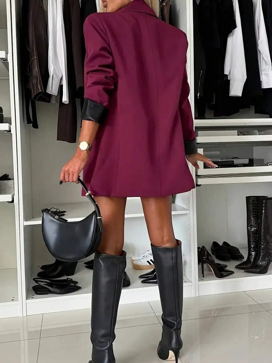 SHEIN FIOLETOWA MARYNARKA ZAPINANA S06__XS