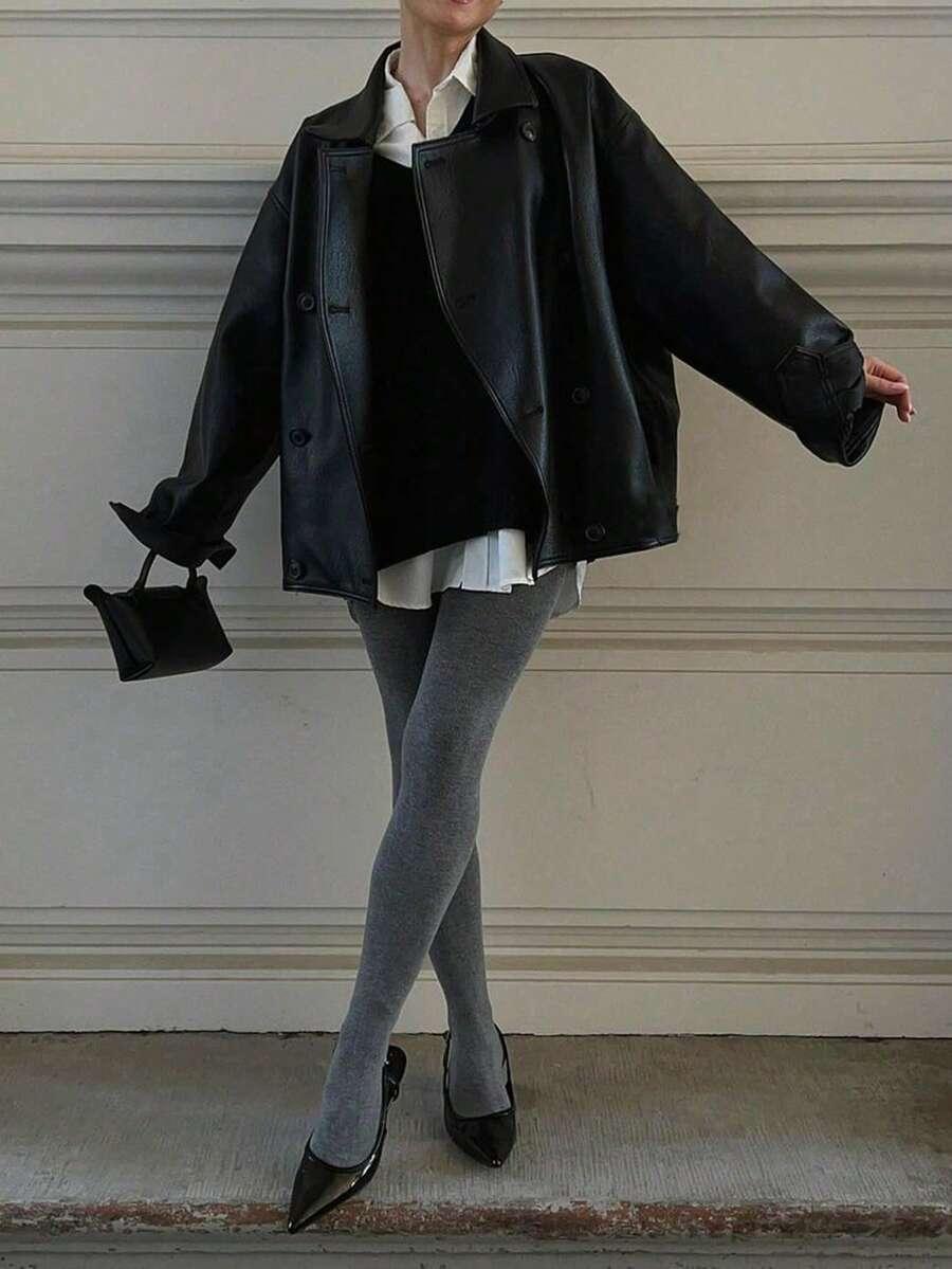 SHEIN CZARNA KURTKA IMITACJA SKÓRY S06__48