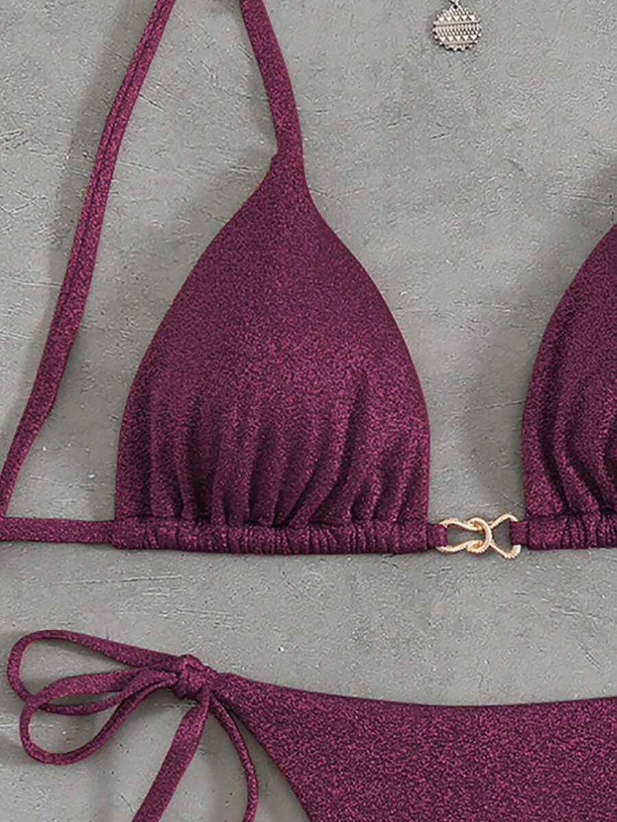 SHEIN RÓŻOWY KOMPLET BIKINI WIĄZANIE S09__XXS