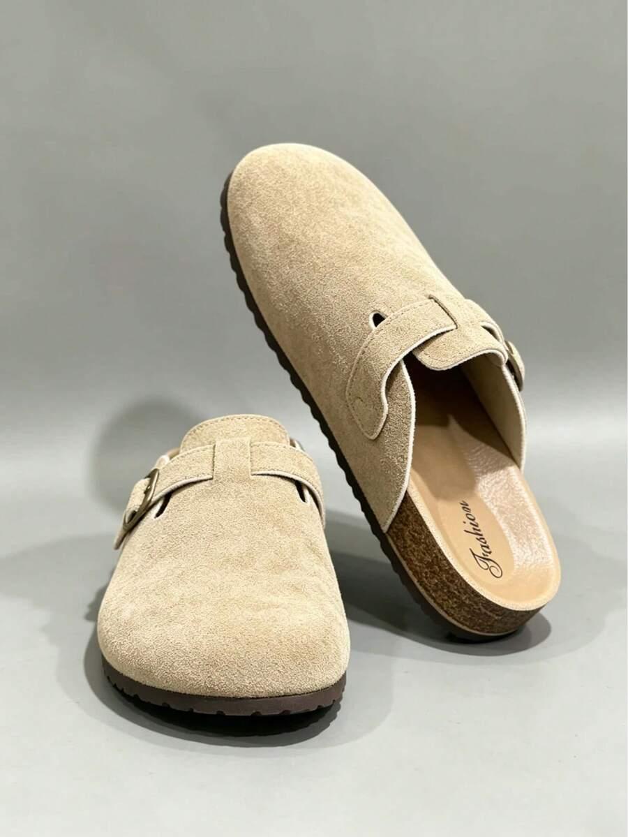 SHEIN BEŻOWE KLAPKI IMITACJA ZAMSZU S06__42/43