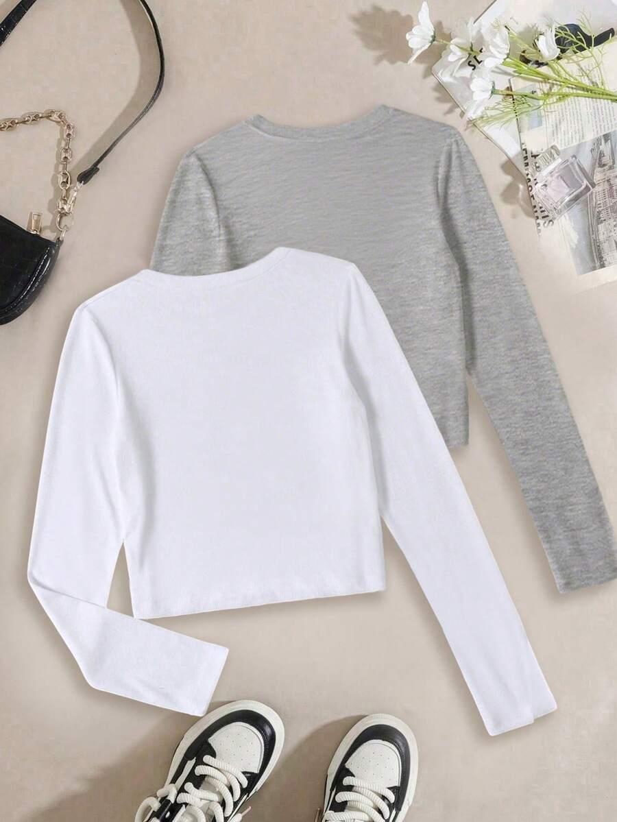 SHEIN BLUZKA DŁUGI RĘKAW 2-PACK S06__S