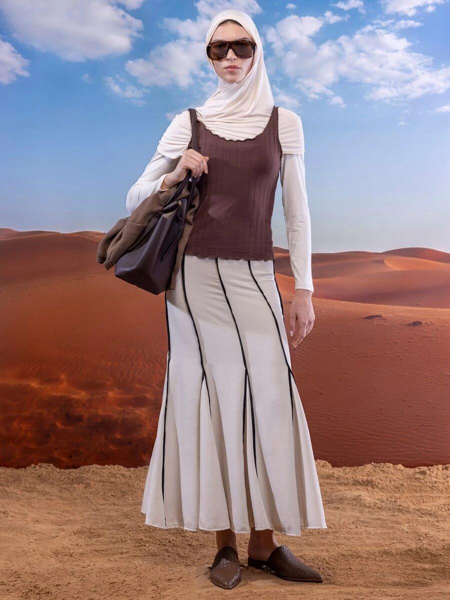 SHEIN BRĄZOWY TOP PRĄŻKI S06__XS