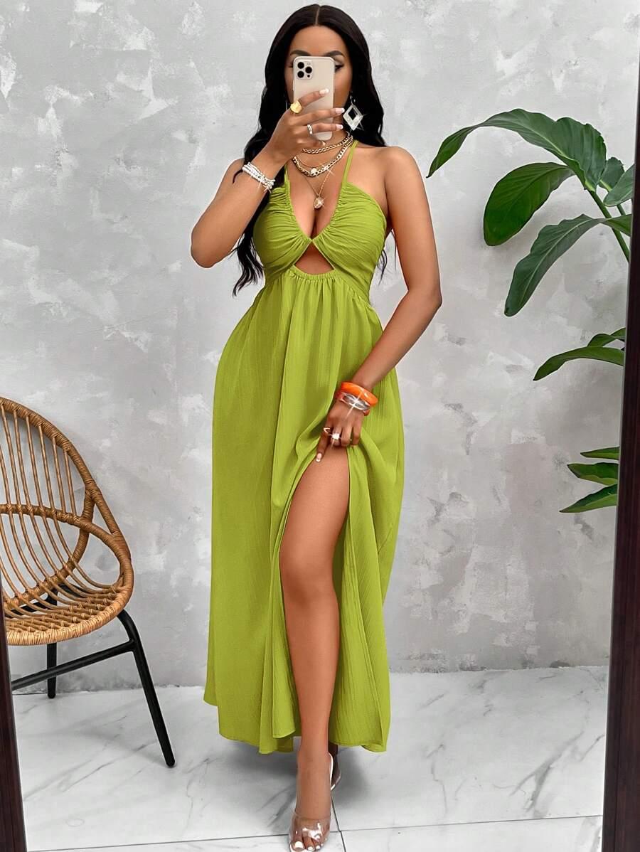 SHEIN ZIELONA MAXI SUKIENKA S09__L