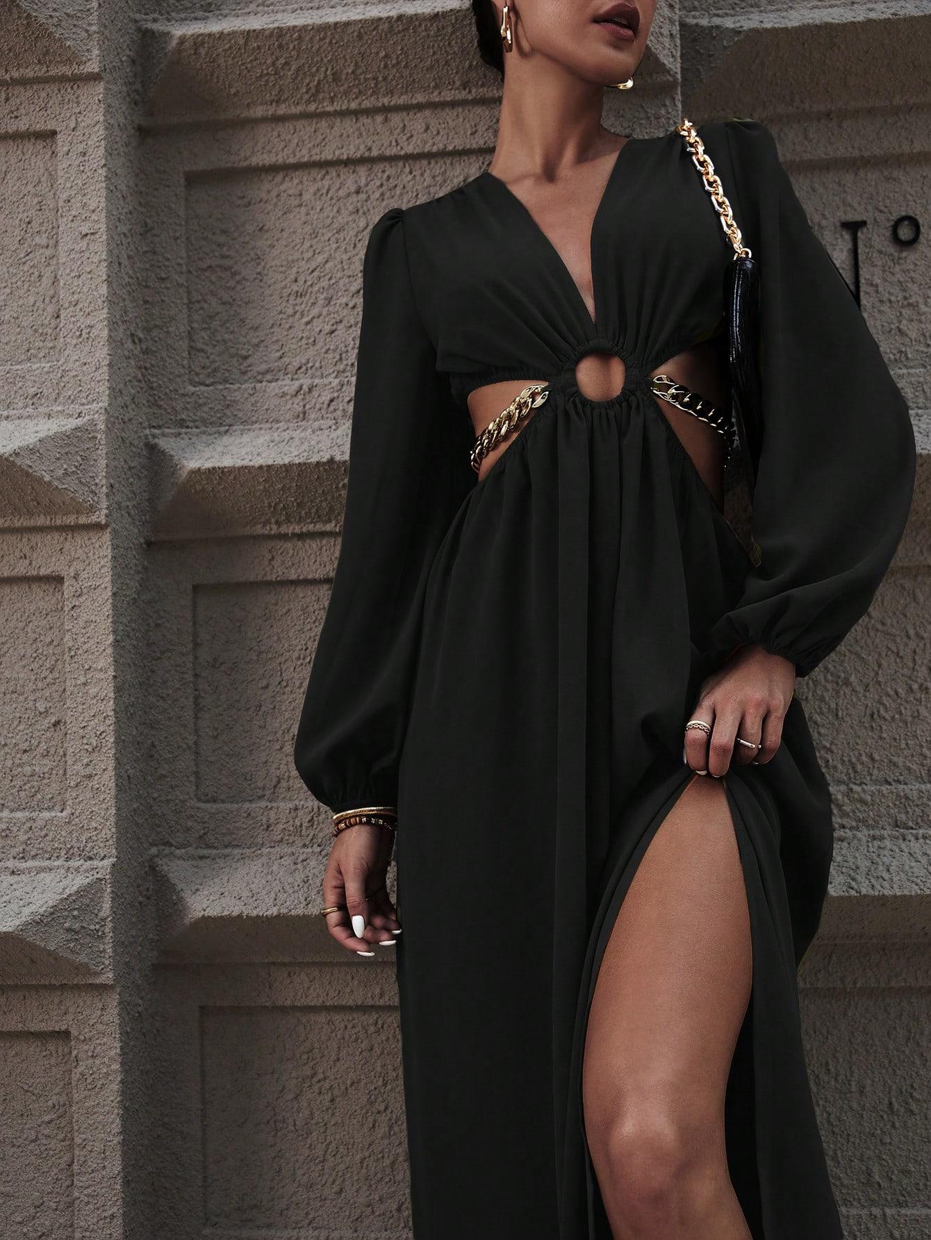 SHEIN CZARNA SUKIENKA WYCIĘCIA S06__XXL