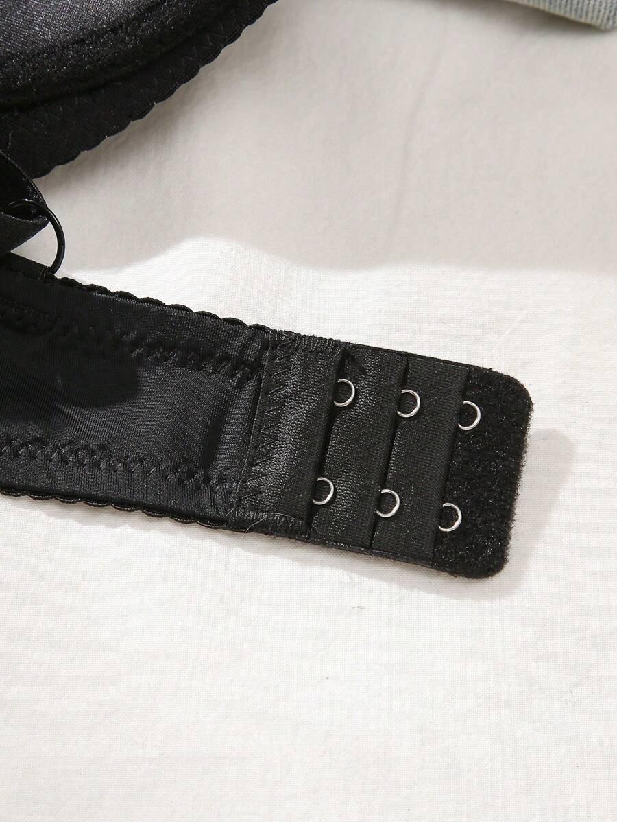 SHEIN CZARNY BIUSTONOSZ KORONKA S06__85C