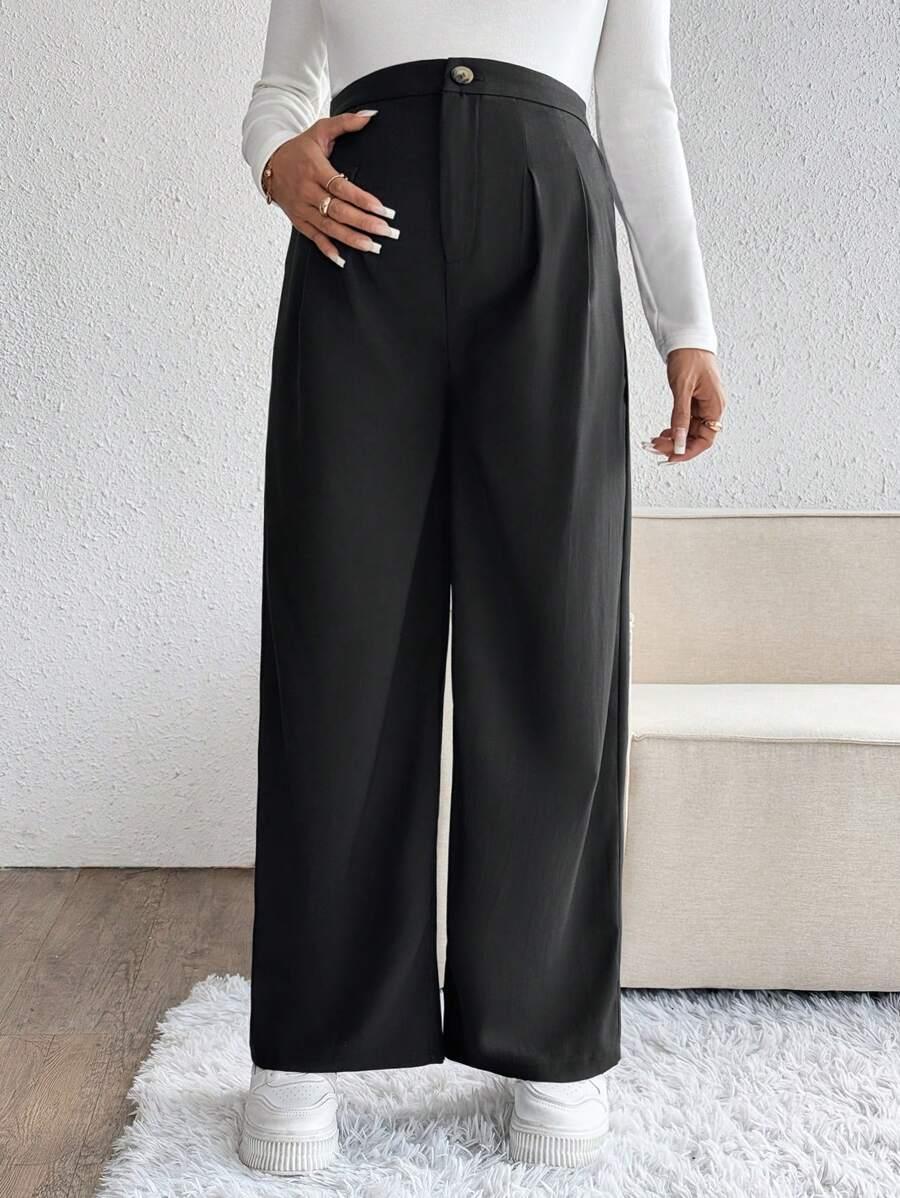 SHEIN CZARNE CIĄŻOWE PROSTE SPODNIE S06__L