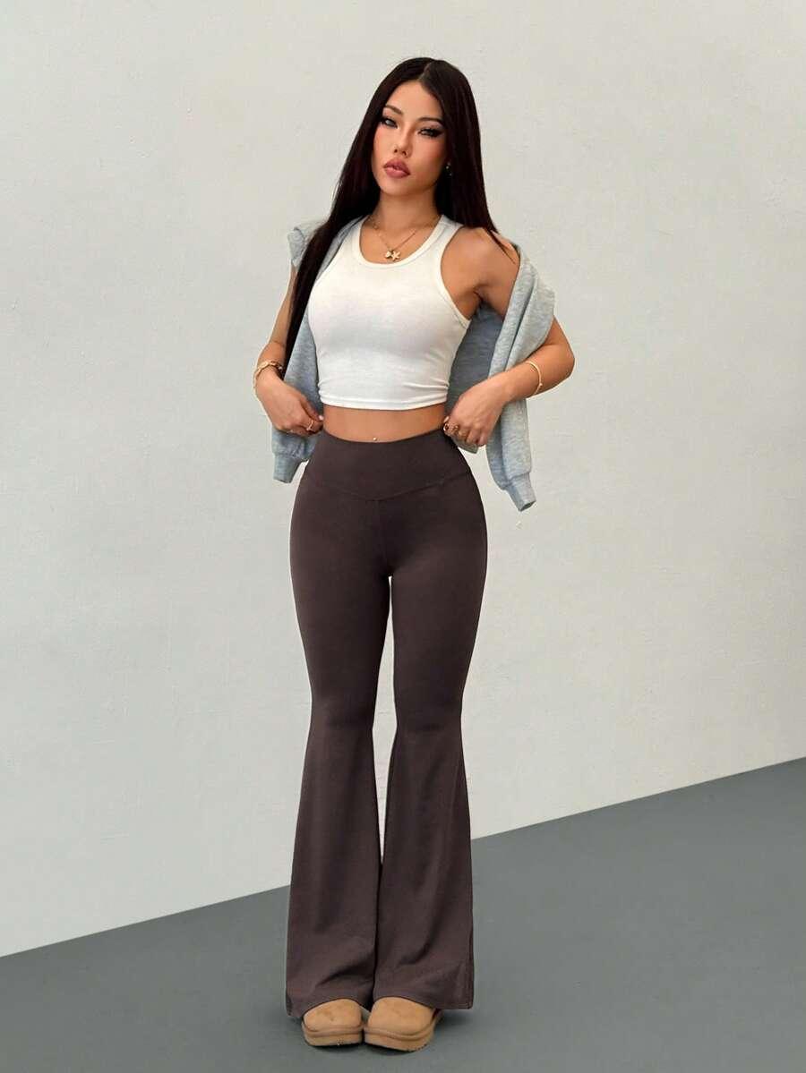 SHEIN BRĄZOWE LEGGINSY WYSOKI STAN