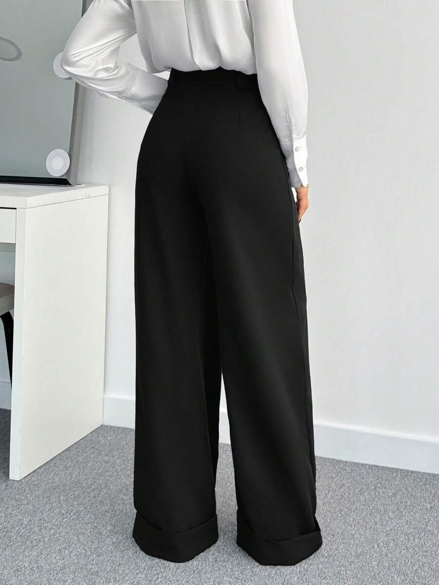 SHEIN CZARNE PROSTE SPODNIE WYSOKI STAN S06__XXL