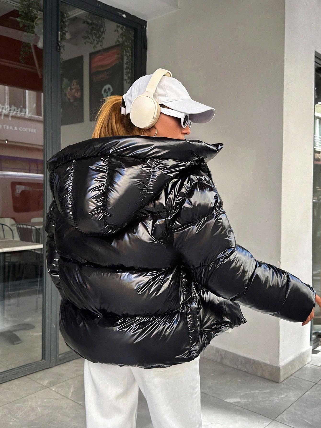 SHEIN CZARNA PIKOWANA KURTKA KAPTUR W01__48