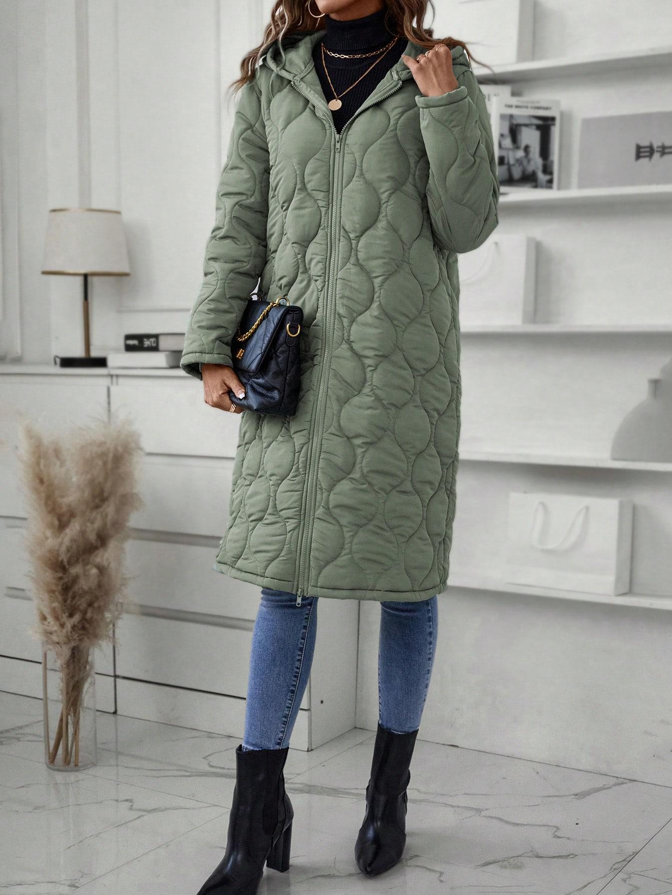 SHEIN ZIELONA PIKOWANA KURTKA KAPTUR S06__M