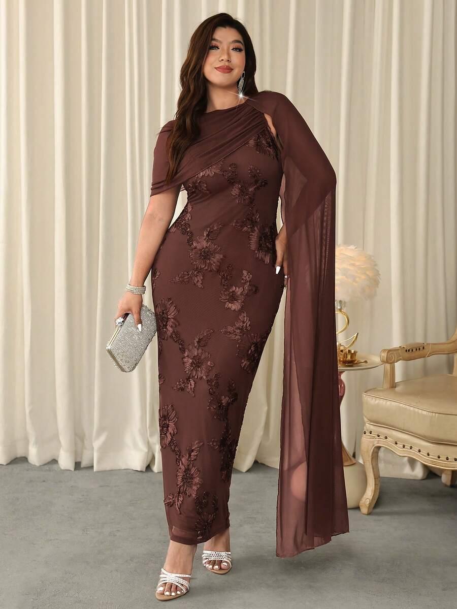 SHEIN BRĄZOWA MAXI SUKIENKA S06__XXL