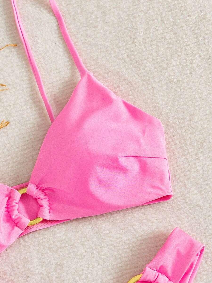 SHEIN RÓŻOWY DWUCZĘŚCIOWY STRÓJ KĄPIELOWY S09__M