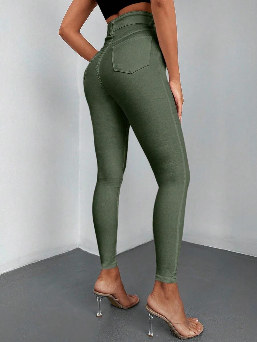 SHEIN ZIELONE SPODNIE JEANS RURKI S06__S