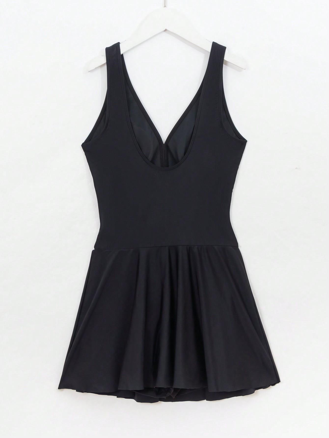 SHEIN CZARNY JEDNOCZĘŚCIOWY STRÓJ KĄPIELOWY S09__L