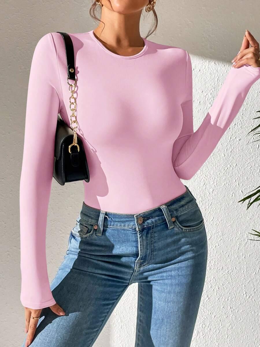 SHEIN RÓŻOWE BODY DŁUGI RĘKAW S06__M