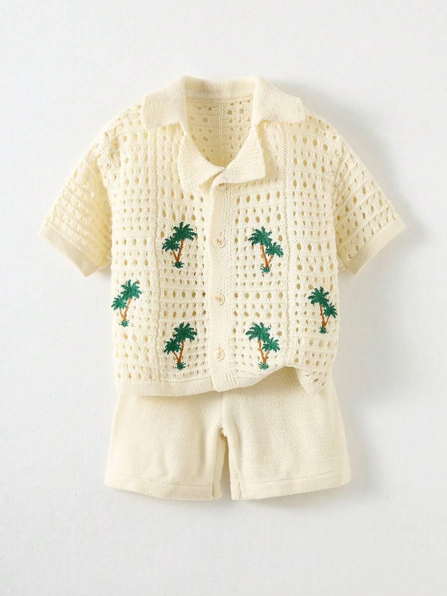 SHEIN BEŻOWE SPODENKI KOSZULA KOMPLET S06__104-110