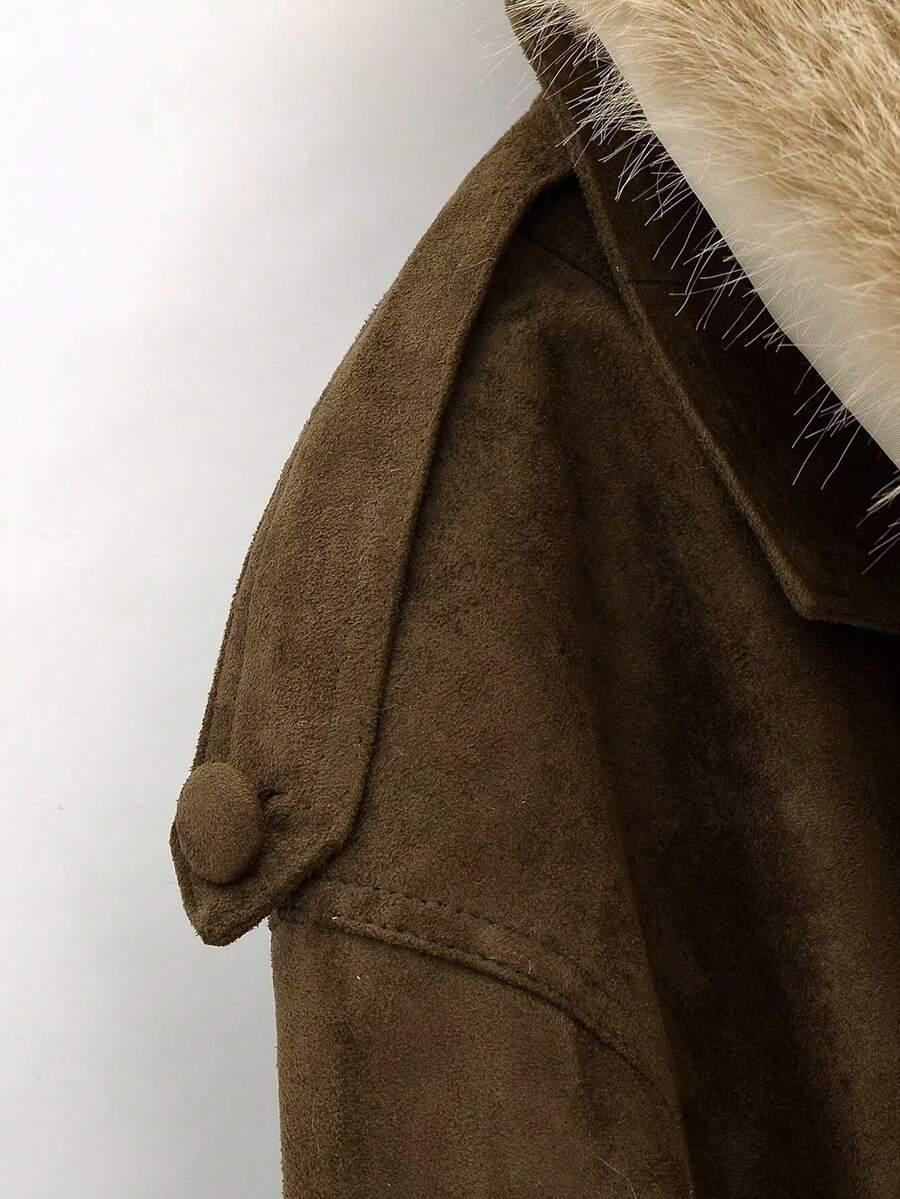 SHEIN KURTKA IMITACJA ZAMSZU GUZIKI W01__L