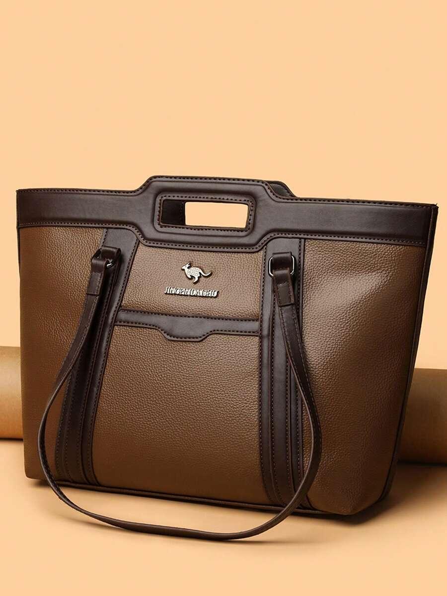 SHEIN BRĄZOWA TORBA IMITACJA SKÓRY S07__34X14X30CM