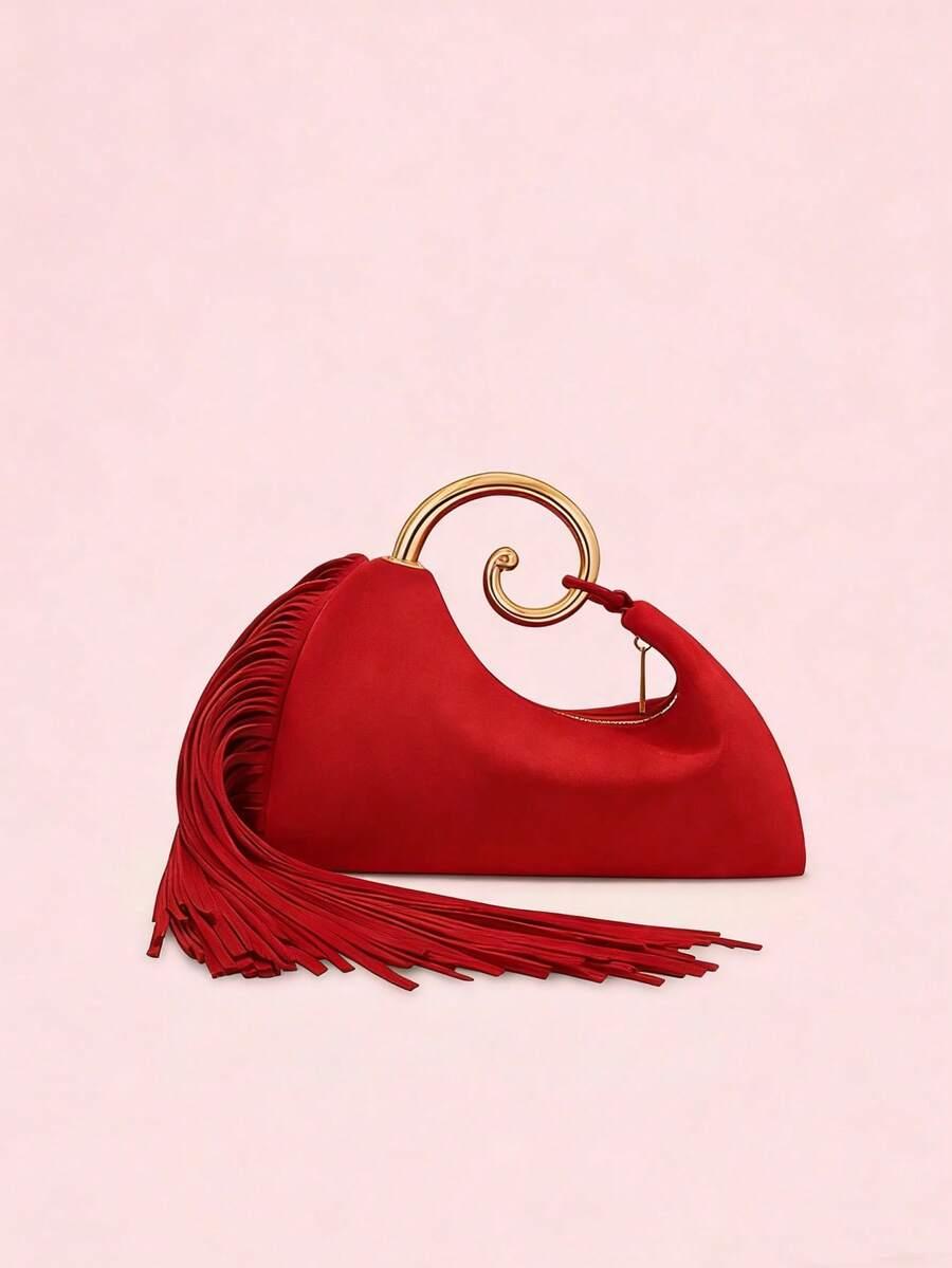 SHEIN CZERWONA TOREBKA IMITACJA ZAMSZU S07__27X14