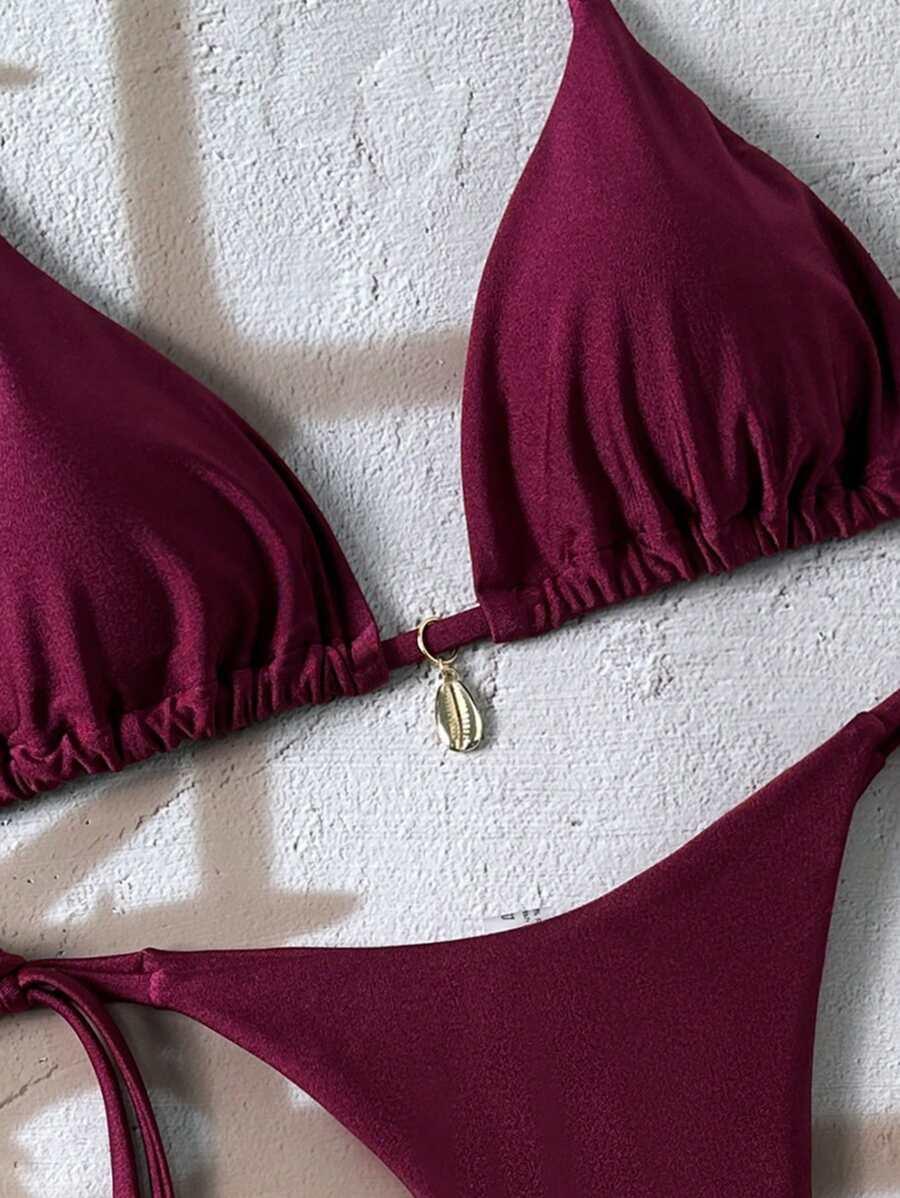 SHEIN BORDOWY STRÓJ KĄPIELOWY ZDOBIENIE S09__M