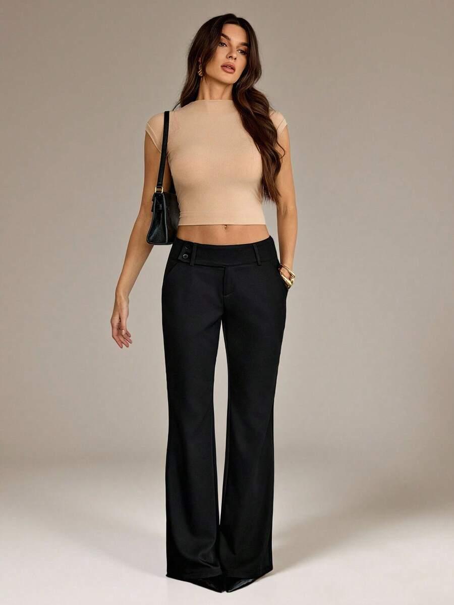 SHEIN CZARNE SPODNIE PROSTA NOGAWKA S06__L