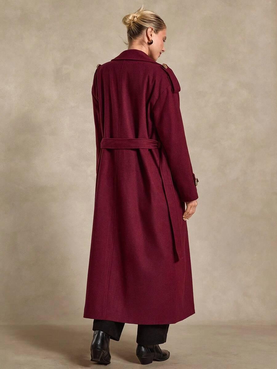 DEMLI FASHION KLASYCZNY PŁASZCZ DWURZĘDOWY GUZIKI W01__XL