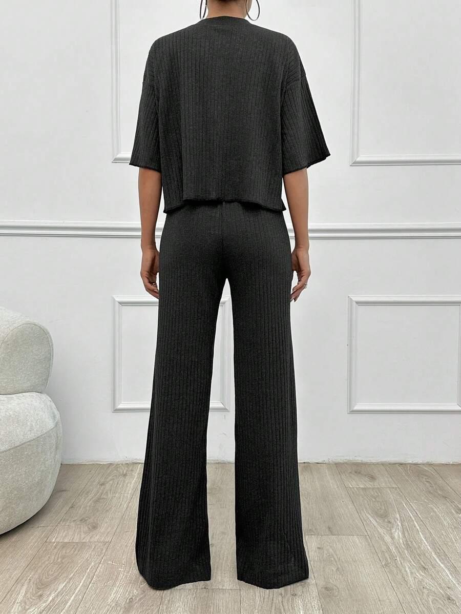 SHEIN SZARY KOMPLET SPODNIE BLUZKA S06__M