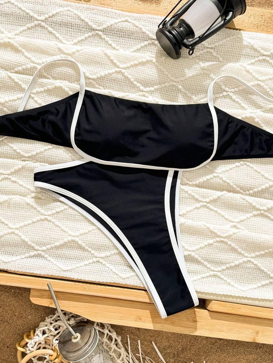 SHEIN CZARNY STRÓJ KĄPIELOWY S09__L
