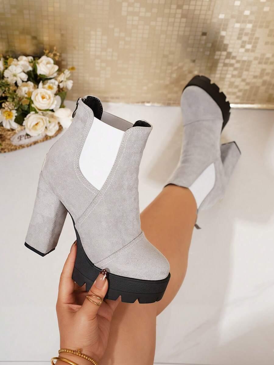 SHEIN SZARE BOTKI IMITACJA ZAMSZU W01__39