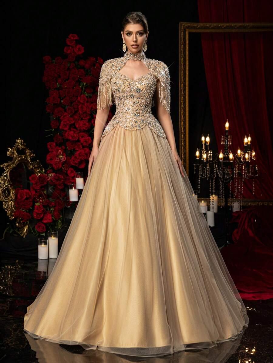 SHEIN MAXI SUKNIA ZDOBIENIE NASZYWKI S06__L