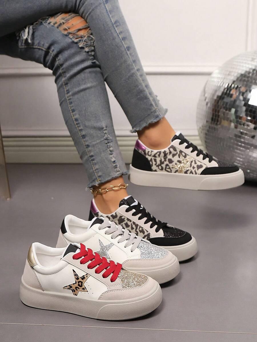 SHEIN SZNUROWANE TRAMPKI ANIMAL PRINT ŁĄCZENIE S06__38