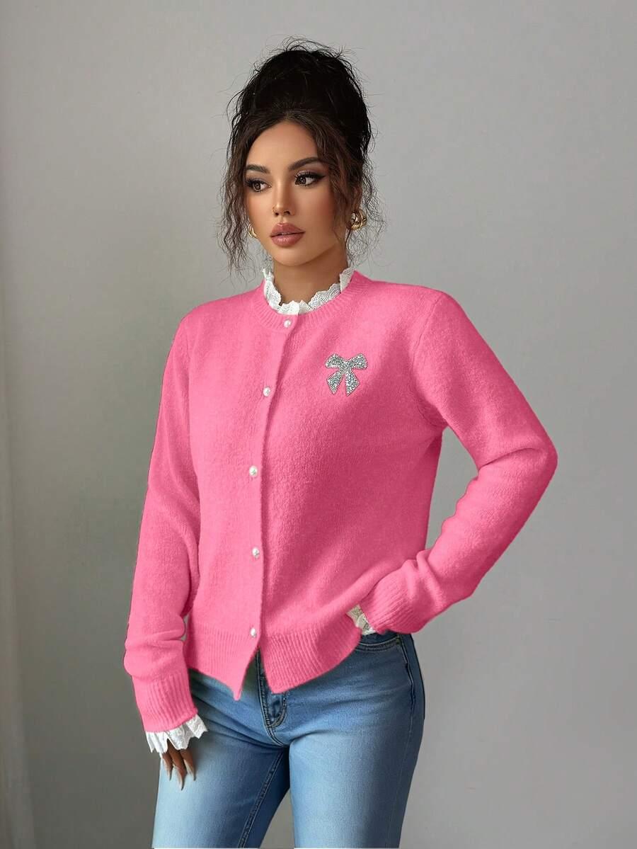 ELENZGA RÓŻOWY SWETER KARDIGAN S06__L