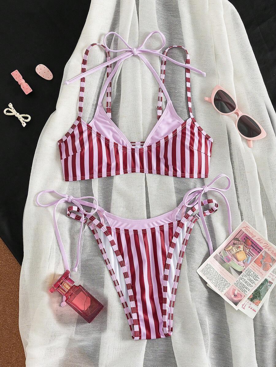 SHEIN DWUCZĘŚCIOWY STRÓJ KĄPIELOWY PRINT S09__M
