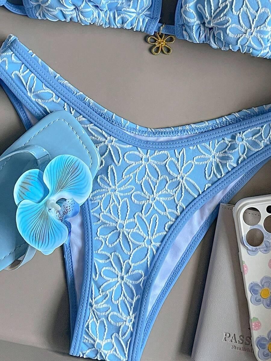 SWIM MOD NIEBIESKI DWUCZĘŚCIOWY STRÓJ KĄPIELOWY TEKSTURA S09__L