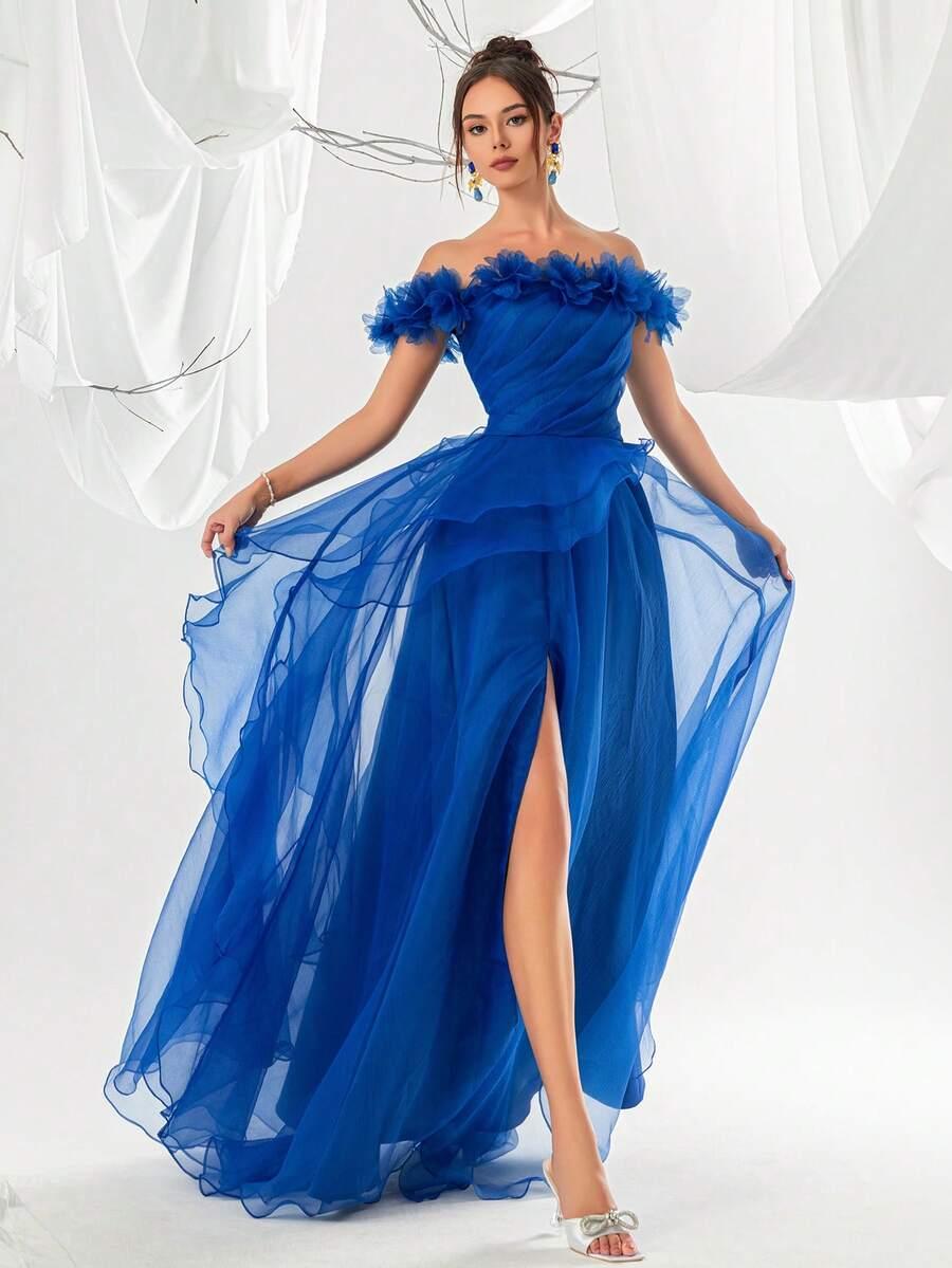 SHEIN NIEBIESKA MAXI SUKIENKA PK01__L