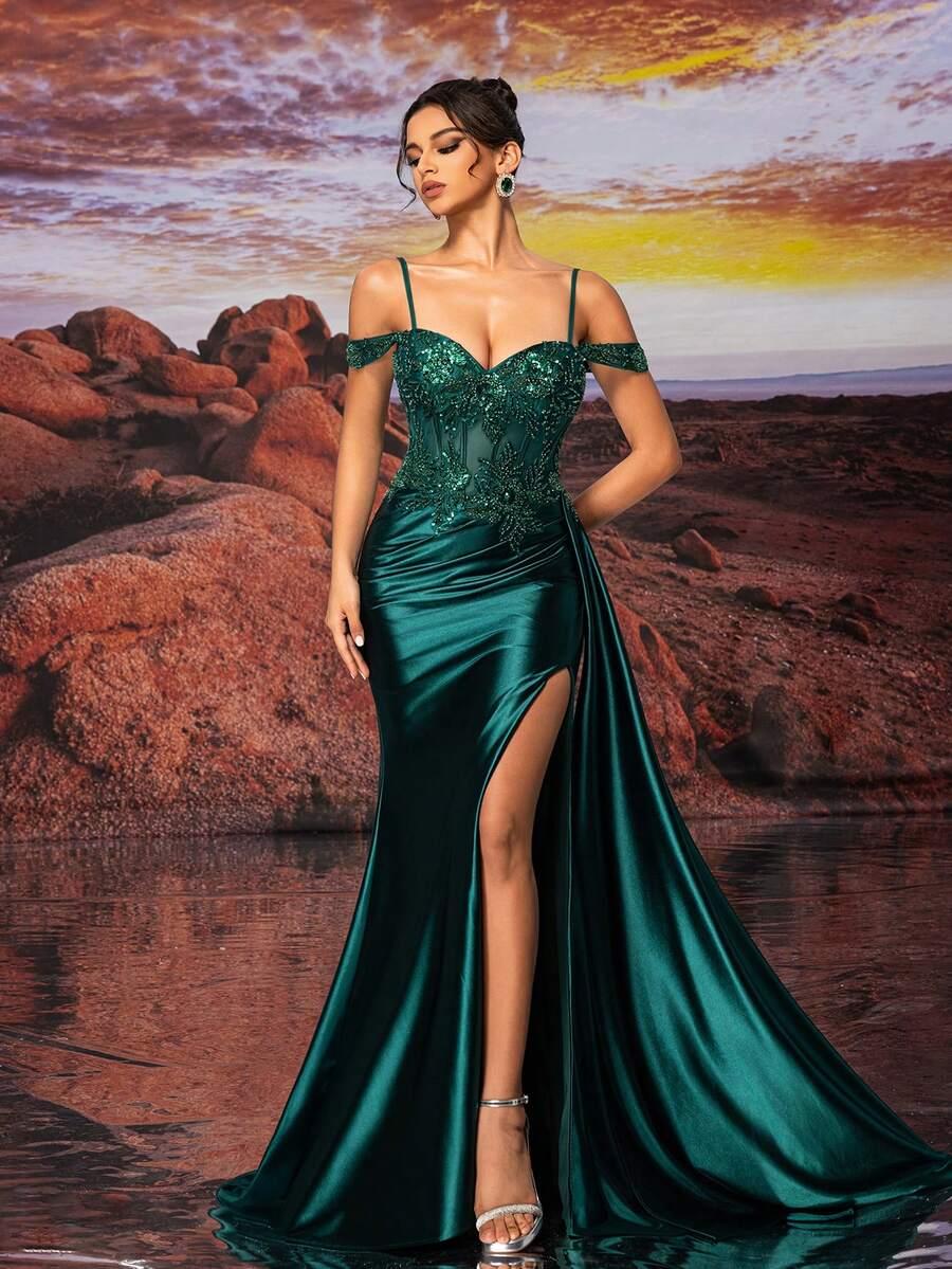 SHEIN ZIELONA MAXI SUKIENKA S06__S