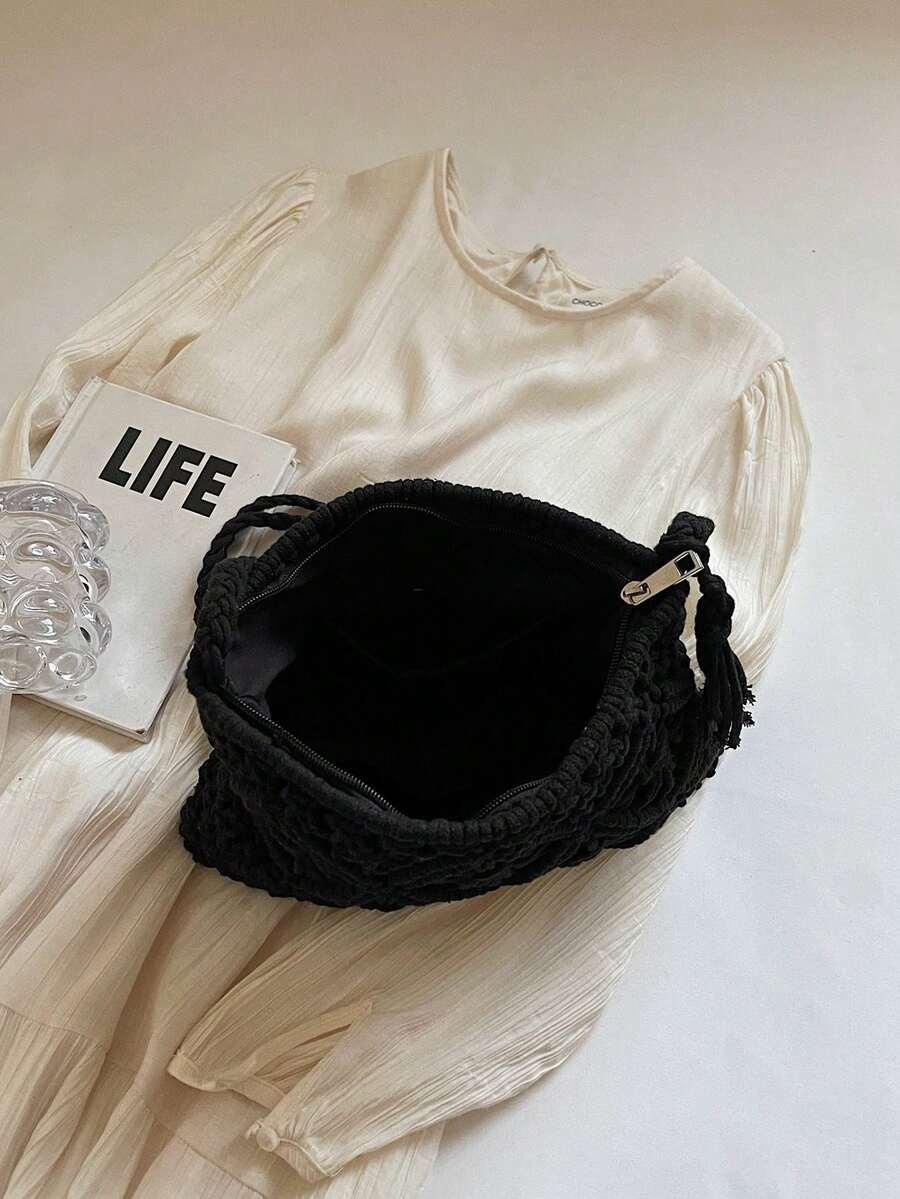 SHEIN CZARNA MAŁA TOREBKA HAFT S07__24X19