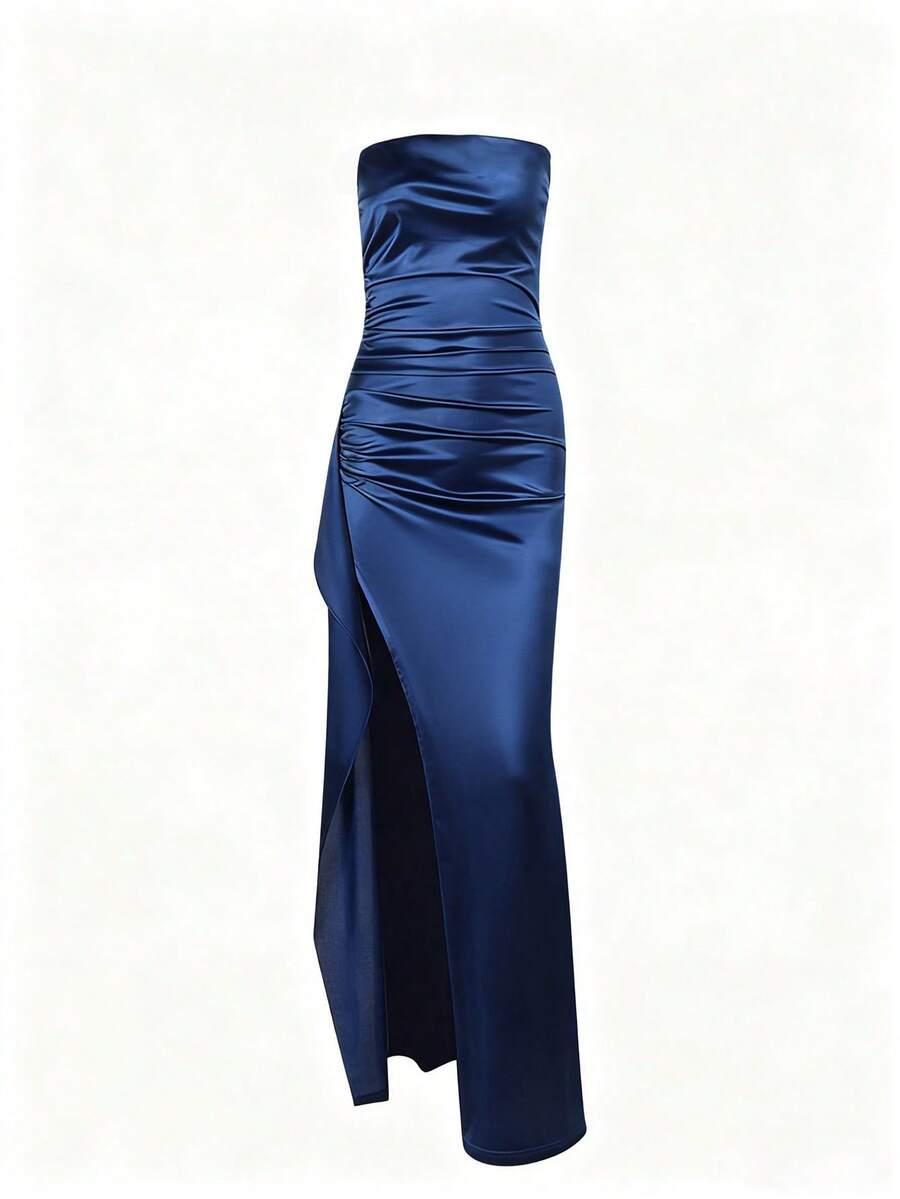 SHEIN GRANATOWA MAXI SUKIENKA FALBANA PK01__S