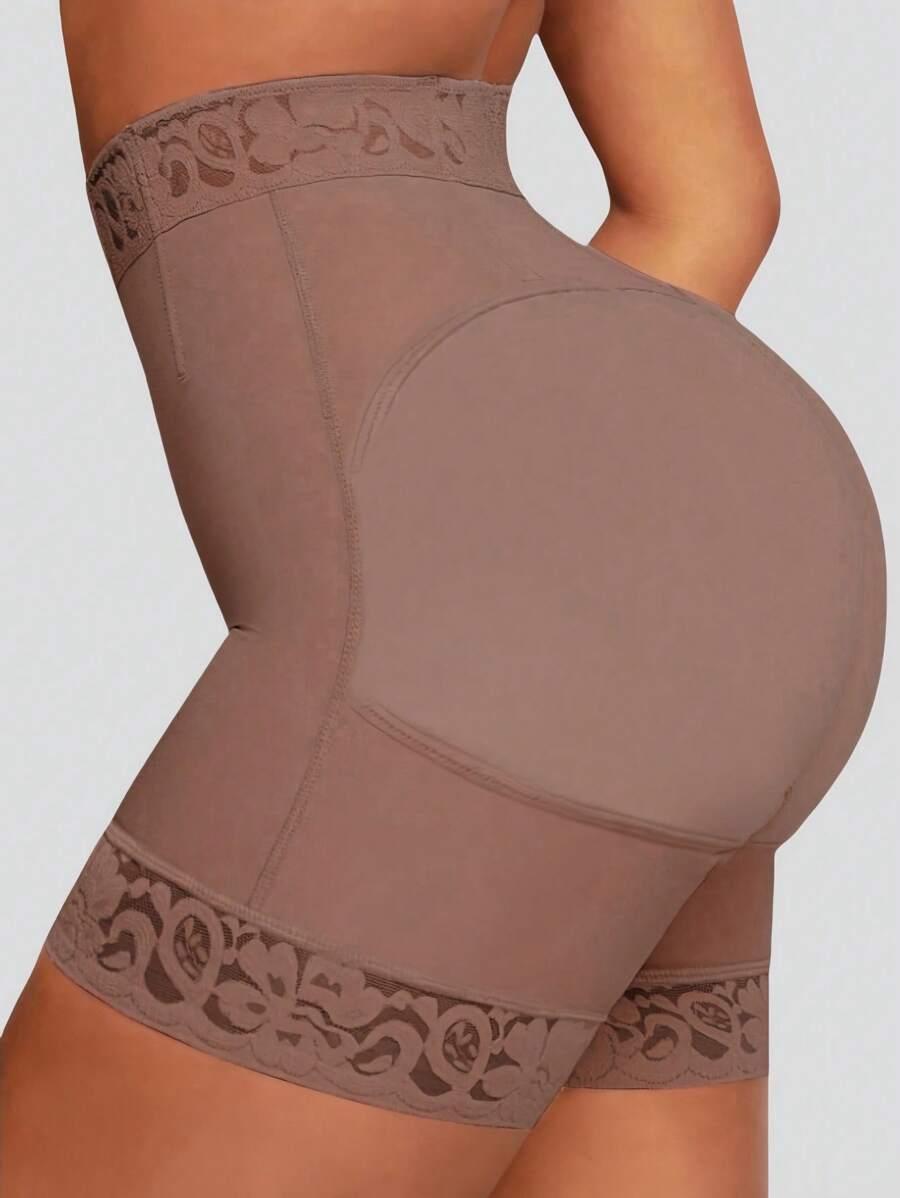 SHEIN BEŻOWE MODELUJĄCE SZORTY WYSOKI STAN PK01__L