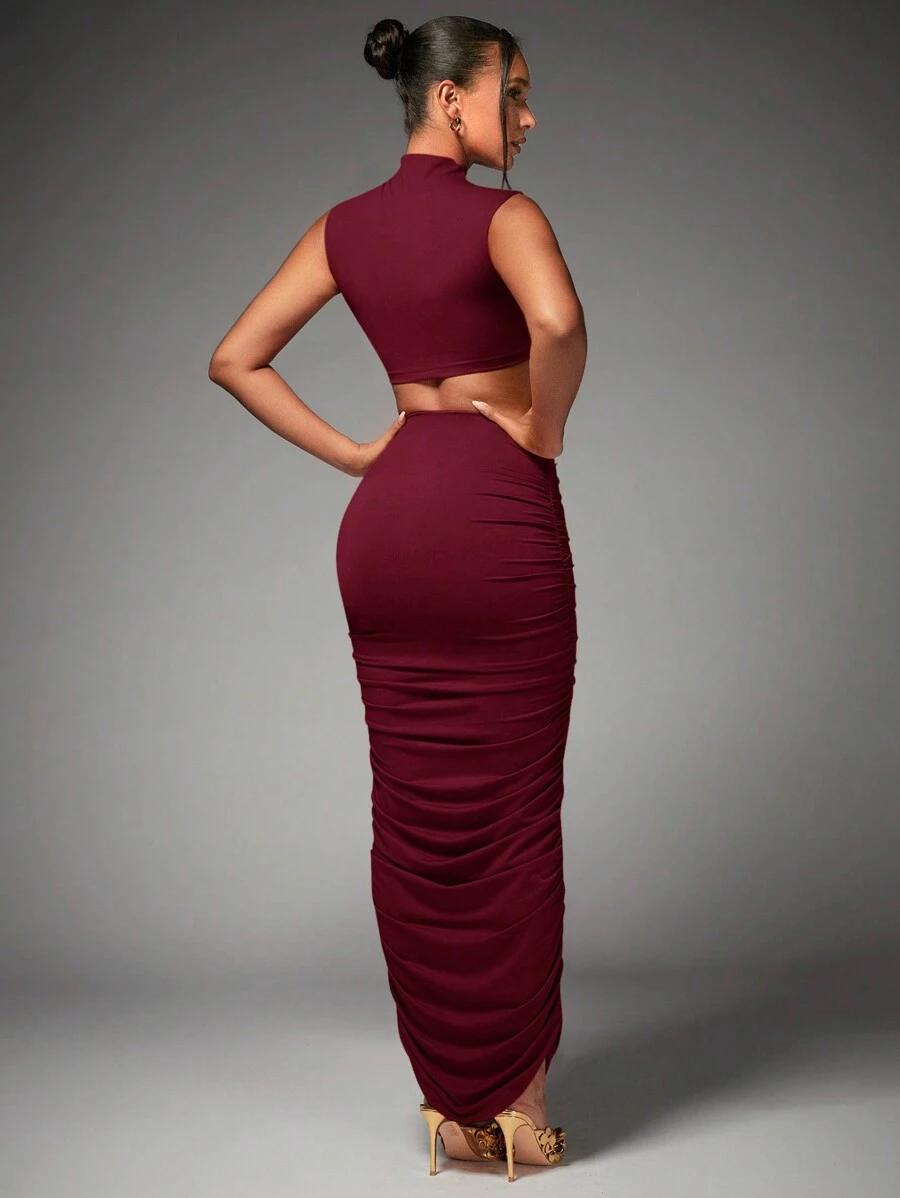 SHEIN BORDOWY KOMPLET TOP SPÓDNICA S06__XS