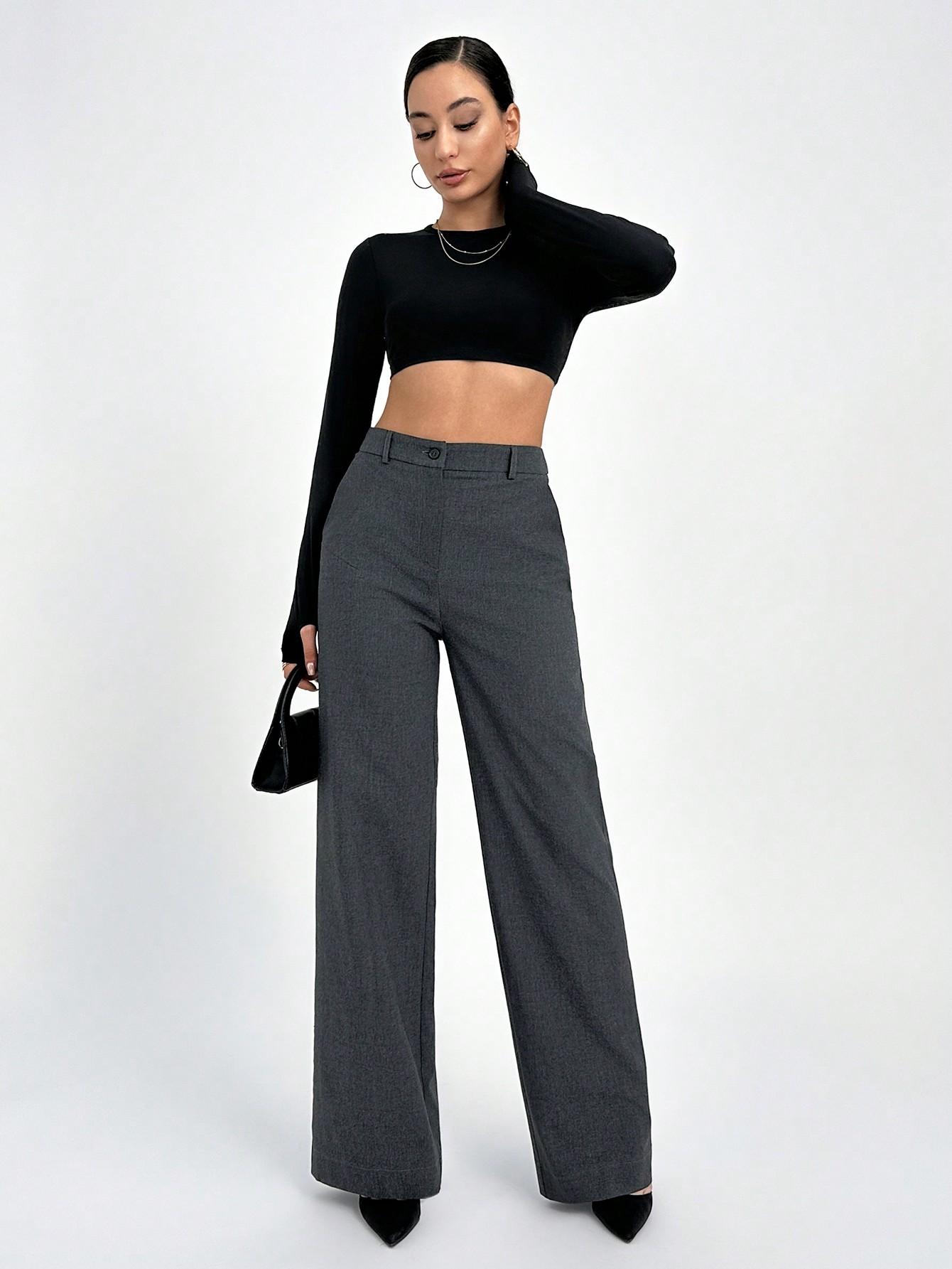 SHEIN SZARE SPODNIE PROSTA NOGAWKA S06__L