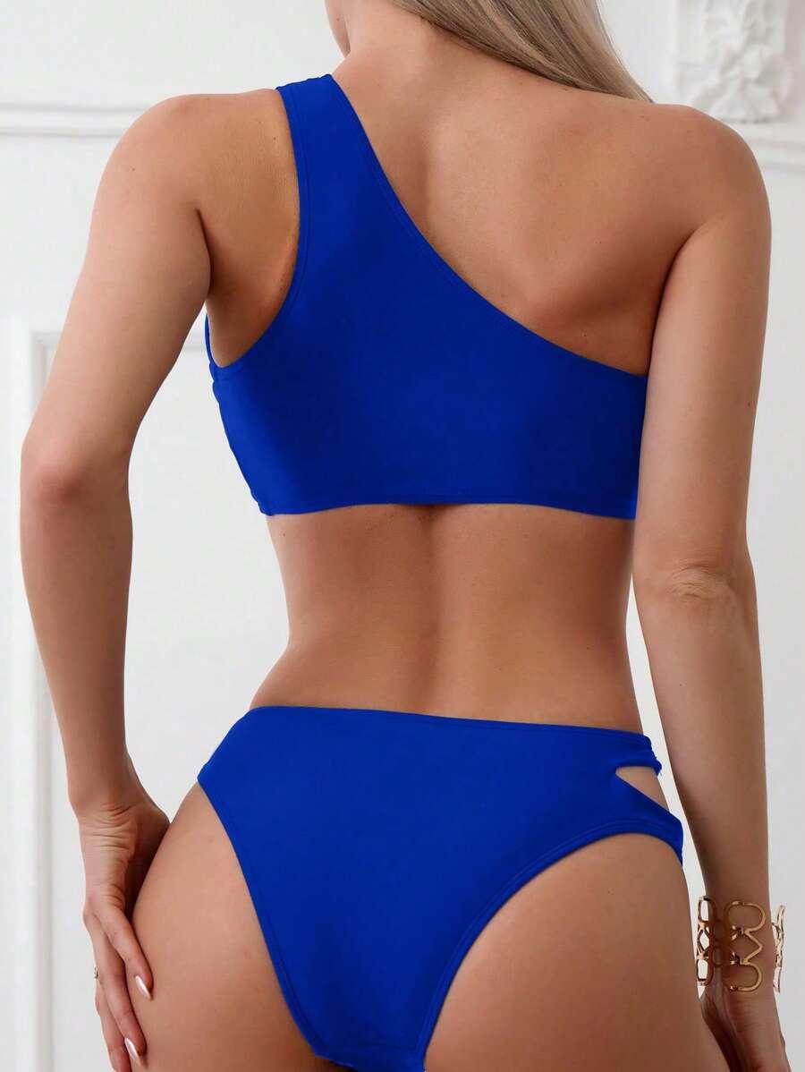 SHEIN NIEBIESKI DWUCZĘŚCIOWY STRÓJ KĄPIELOWY WYCIĘCIA S09__XS