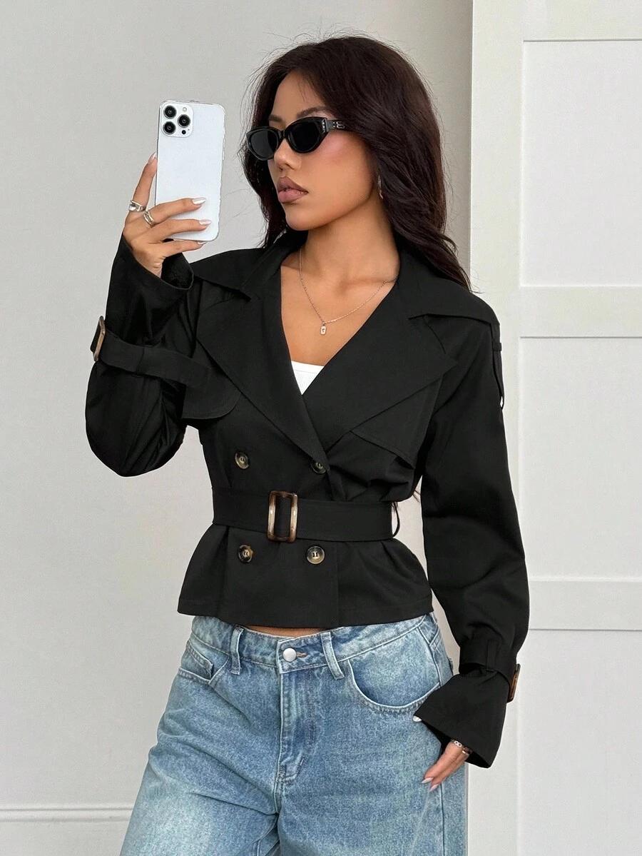 SHEIN KRÓTKA KURTKA TRENCZ S06__L