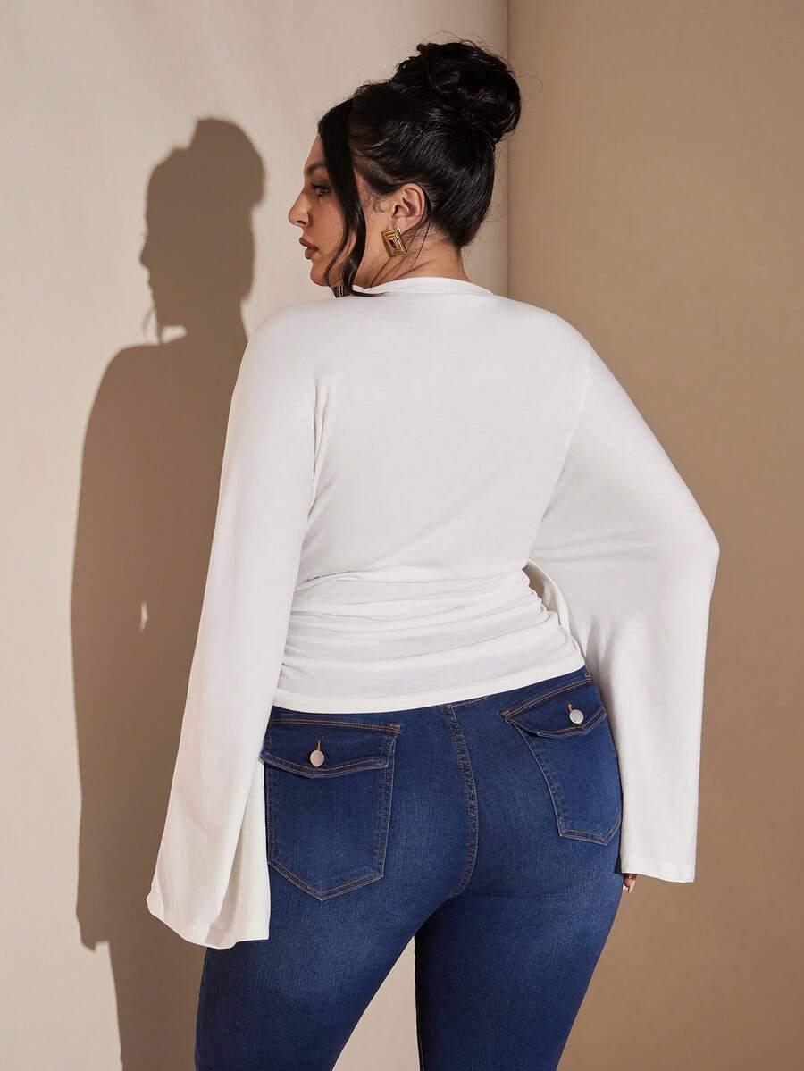 SHEIN BIAŁA BLUZKA DŁUGI RĘKAW S06__XXL