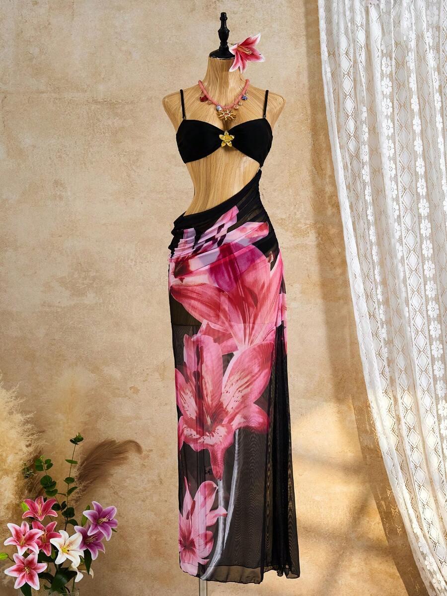 SHEIN DWUCZĘŚCIOWY STRÓJ KĄPIELOWY SPÓDNICA KOMPLET S09__XS