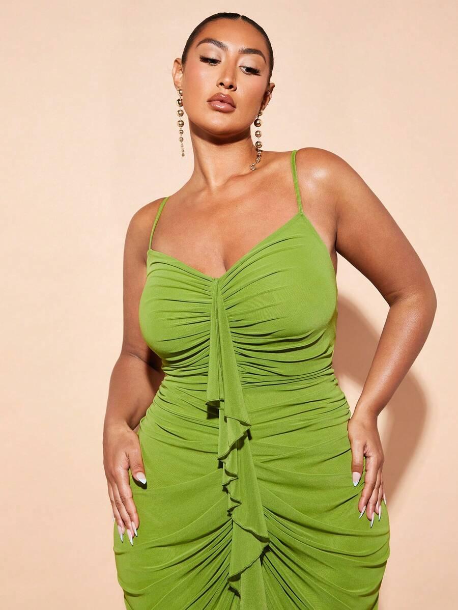 SHEIN ZIELONA SUKIENKA FALBANA S06__48