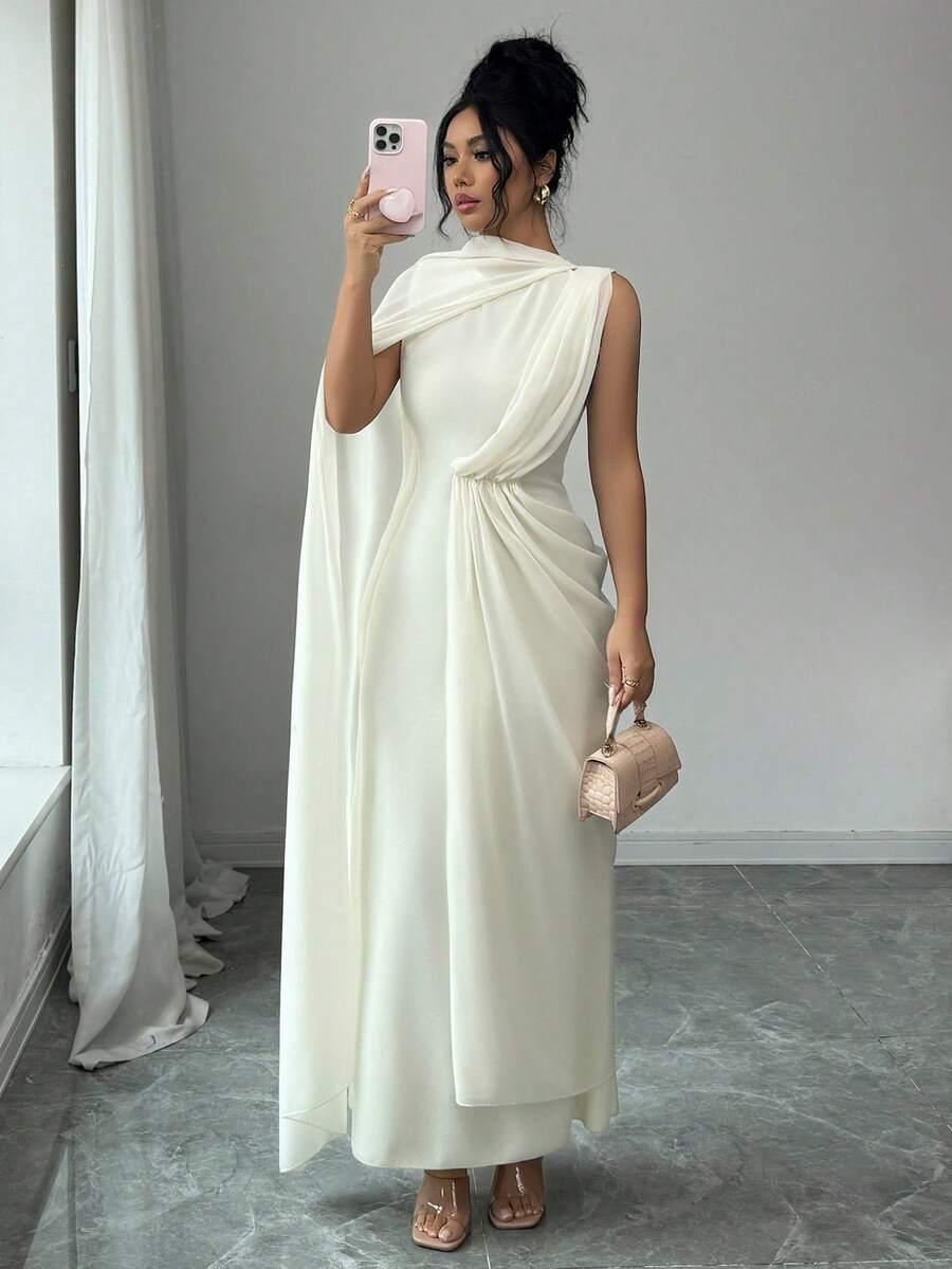 SHEIN ECRU MAXI SUKIENKA S06__S
