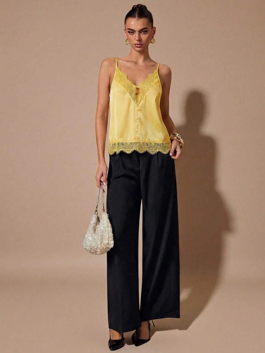 SHEIN ŻÓŁTY TOP NA RAMIĄCZKACH S06__L